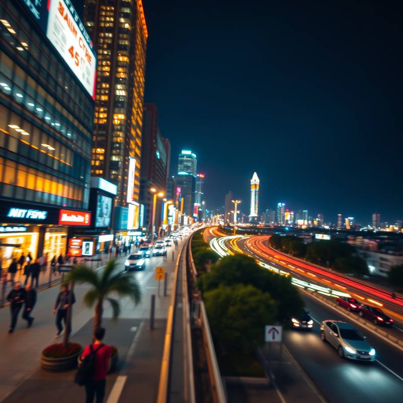 Time-Lapse-Aufnahme einer pulsierenden Stadt bei Nacht für ein urbanes Lifestyle-Video.